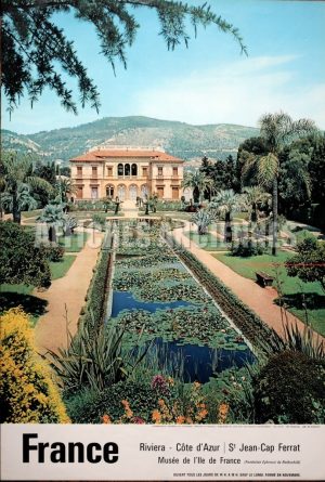 SAINT JEAN CAP FERRAT RIVIERA COTE D'AZUR MUSEE DE L'ILE DE FRANCE AFFICHE ANCIENNE ORIGINALE FORMAT 40X60 CM CIRCA 1960