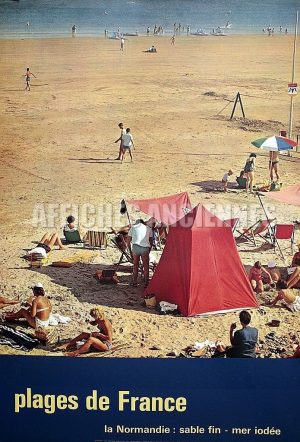 FRANCE LA NORMANDIE SABLE FIN MER IODEE AFFICHE ORIGINALE FORMAT 40X60 CM CIRCA 1960