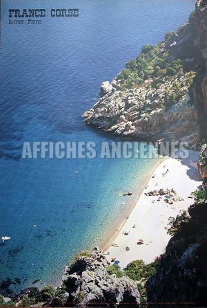 CORSE LES CALANQUES DE PIANA AFFICHE ORIGINALE FORMAT40X60 CM CIRCA 1960