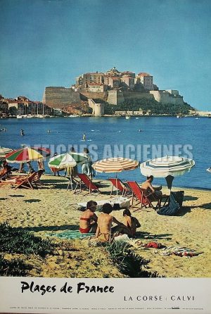 CORSE CALVI LA CITADELLE AFFICHE ORIGINALE FORMAT 40X60 CM CIRCA 1960