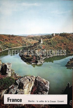 FRANCE  MARCHE: LA VALLEE DE LA CREUSE CROZANT CREUSE AFFICHE ORIGINALE FORMAT 40X60 CM CIRCA 1960