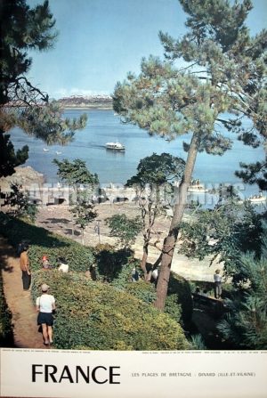 affiche BRETAGNE LES PLAGES DINARD SAINT MALO AFFICHE ORIGINALE FORMAT 40X60 CM CIRCA 1960