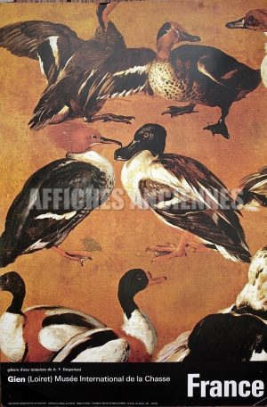 FRANCE GIEN LOIRET  MUSEE INTERNATIONAL DE LA CHASSE AFFICHE ORIGINALE FORMAT 40X60 CM CIRCA 1960