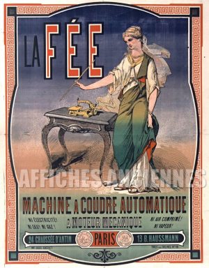 Reproduction d'affiche anciennes La fée machine à coudre automatique