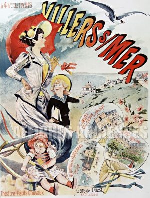 Reproduction d'affiche anciennes, Normandie Villers sur Mer. Casino et plage