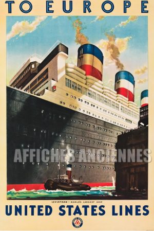 Reproduction d'affiche ancienne, Leviathan world's largest ship. United States Lines