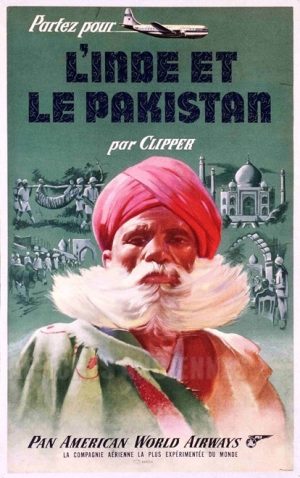 reproduction affiche ancienne PAN AM L'INDE ET LE PAKISTAN