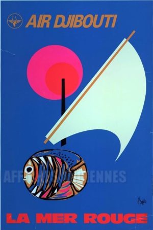 reproduction affiche ancienne AIR DJIBOUTI LA MER ROUGE