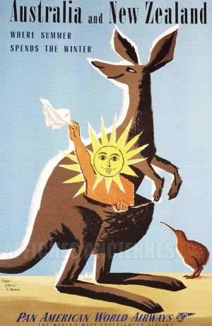 reproduction affiche ancienne AUSTRALIA AND NEW ZEALAND