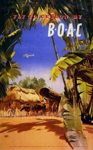 reproduction affiche ancienne BOAC FLY TO CEYLON
