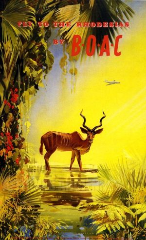 reproduction affiche ancienne FLY TO THE RHODESIAS BOAC