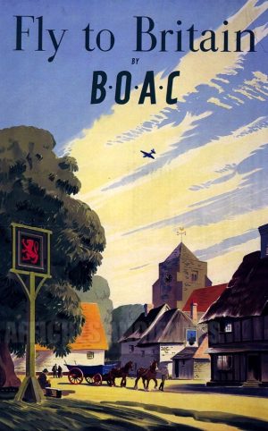 reproduction affiche ancienne FLY TO BRITAIN