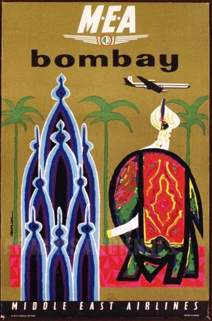reproduction affiche ancienne BOMBAY MIDDLE EAST AIRLINES