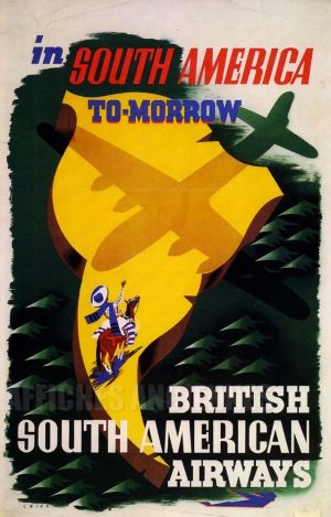 reproduction affiche ancienne BRITISH SOUTH AMERICAN AIRWAYS