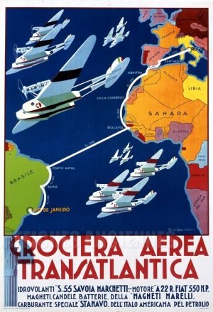 REPRODUCTION AFFICHE ANCIENNE ITALIE CROCIERA AEREA TRANSATLANTICA