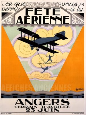 REPRODUCTION AFFICHE ANCIENNE FETE AERIENNE ANGERS