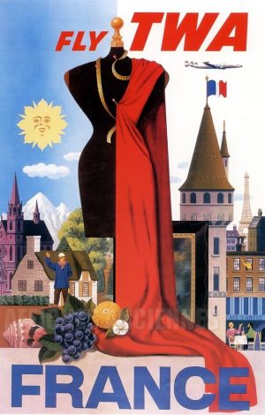 REPRODUCTION AFFICHE ANCIENNE FRANCE FLY TWA
