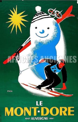 LE MONT DORE AUVERGNE SKI EN FRANCE REPRODUCTION D'AFFICHE ANCIENNE