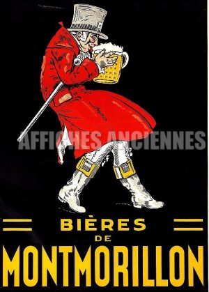 REPRODUCTION D'AFFICHE  ANCIENNE BIERES DE MONTMORILLON