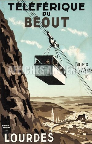 Reproduction affiche ancienne téléphérique du BEOUT LOURDES