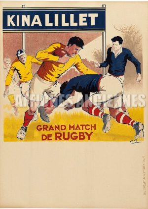 Reproduction affiche ancienne rugby Kina Lillet
