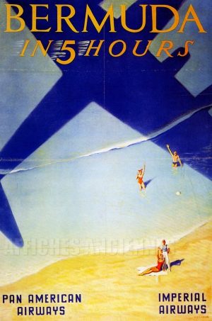 REPRODUCTION AFFICHE ANCIENNE IMPERIAL AIRWAYS BERMUDA