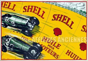 Reproduction d'affiche ancienne Shell huile pour moteurs