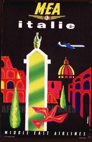 REPRODUCTION AFFICHE ANCIENNE MIDDLE EAST AIRLINES ITALIE