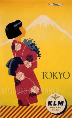 REPRODUCTION AFFICHE ANCIENNE KLM TOKYO