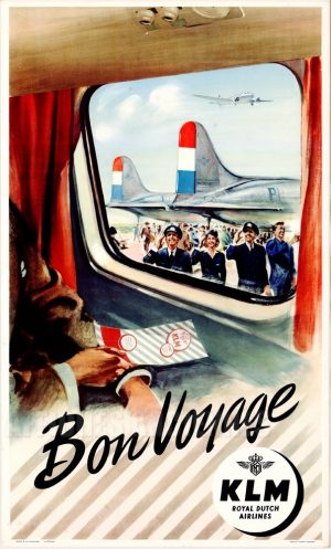 REPRODUCTION AFFICHE ANCIENNNE KLM BON VOYAGE