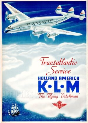 REPRODUCTION AFFICHE ANCIENNE KLM HOLLAND AMERICA