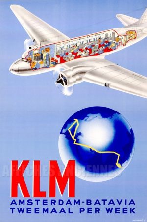 REPRODUCTION AFFICHE ANCIENNE AMSTERDAM KLM