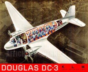 REPRODUCTION AFFICHE ANCIENNE DOUGLAS DC3 KLM