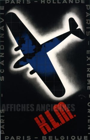 REPRODUCTION AFFICHE ANCIENNE KLM PARIS BELGIQUE HOLLANDE