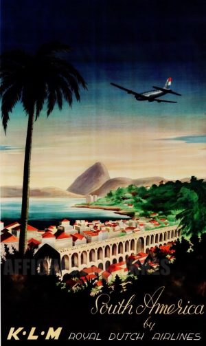 REPRODUCTION AFFICHE ANCIENNE KLM SOUTH AFRICA
