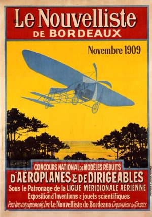 REPRODUCTION AFFICHE ANCIENNE CONCOURS D'AEROPLANES ET DIRIGEABLES