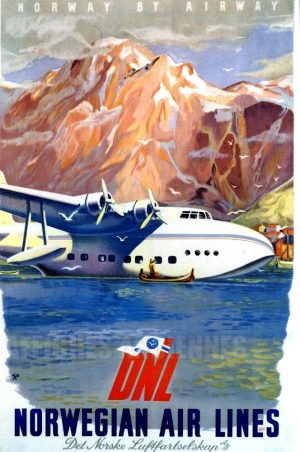 REPRODUCTION AFFICHE ANCIENNE NORWEGIAN AIR LINES