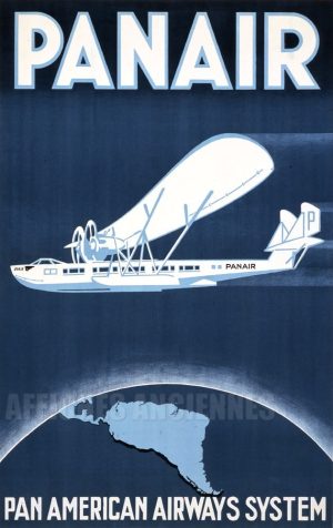 REPRODUCTION AFFICHE ANCIENNE PANAIR PAN AMERICAN AIRWAYS SYSTEM