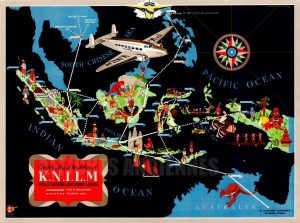 REPRODUCTION AFFICHE ANCIENNE MAPPEMEONDE KLM