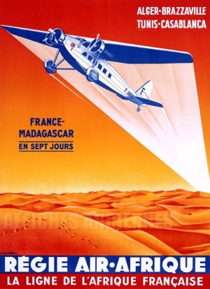 REPRODUCTION AFIICHE ANCIENNE AIR AFRIQUE MADAGASCAR ALGER BRAZZAVILLE TUNIS CASABLANCA