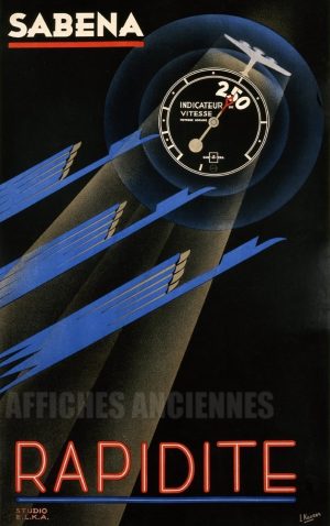 REPRODUCTION AFFICHE ANCIENNE SABENA RAPIDITE