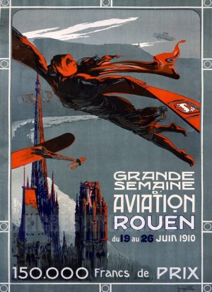 REPRODUCTION AFFICHE ANCIENNE GRANDE SEMAINE DE L'AVIATION 1910