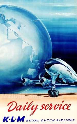 REPRODUCTION AFFICHE ANCIENNE KLM DAILY SERVICE
