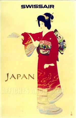 REPRODUCTION AFFICHE ANCIENNE JAPAN SWISSAIR