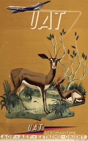 REPRODUCTION AFFICHE ANCIENNE UAT AOF AEF EXTREME ORIENT
