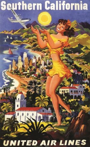 REPRODUCTION AFFICHE ANCIENNE united air lines southern california