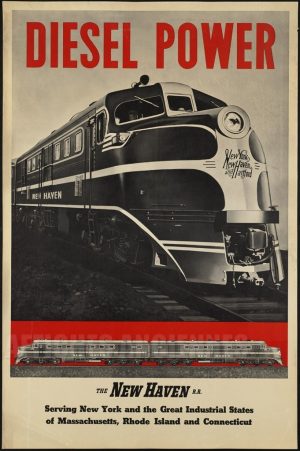 AFFICHE TRAIN DIESEL POWER NEW HAVEN NEWW YORK