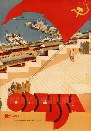 AFFICHE SOVIETIQUE DE VOYAGE ODESSA URSS