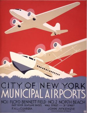 REPRODUCTION AFFICHE ANCIENNE AFFICHE AMERIQUE DU NORD HYDRAVION NEW YORK
