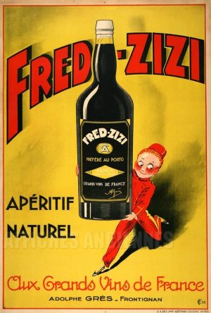 AFFICHE FRED ZIZI APERITIF NATUREL FRONTIGNAN